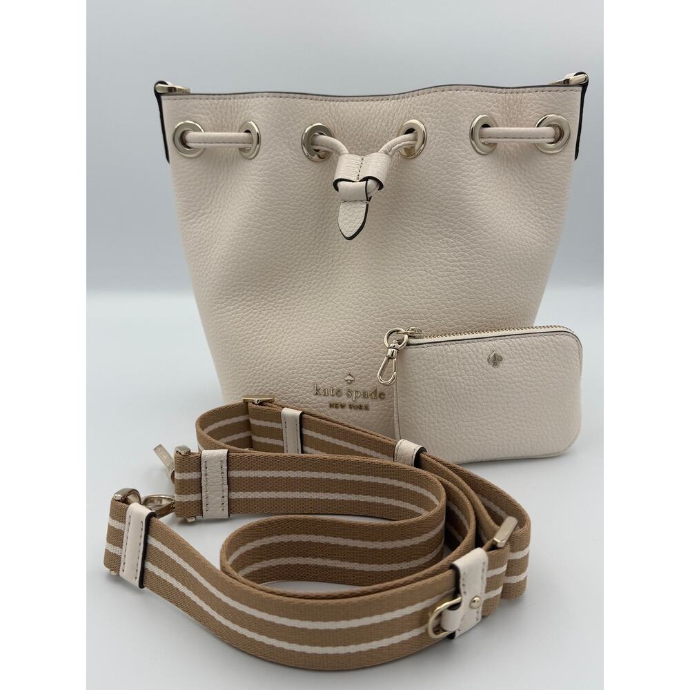 Kate Spade NY Rosie Mini Bucket Bag (Parchment Pebbled Leather)-NWOT MSRP-$358